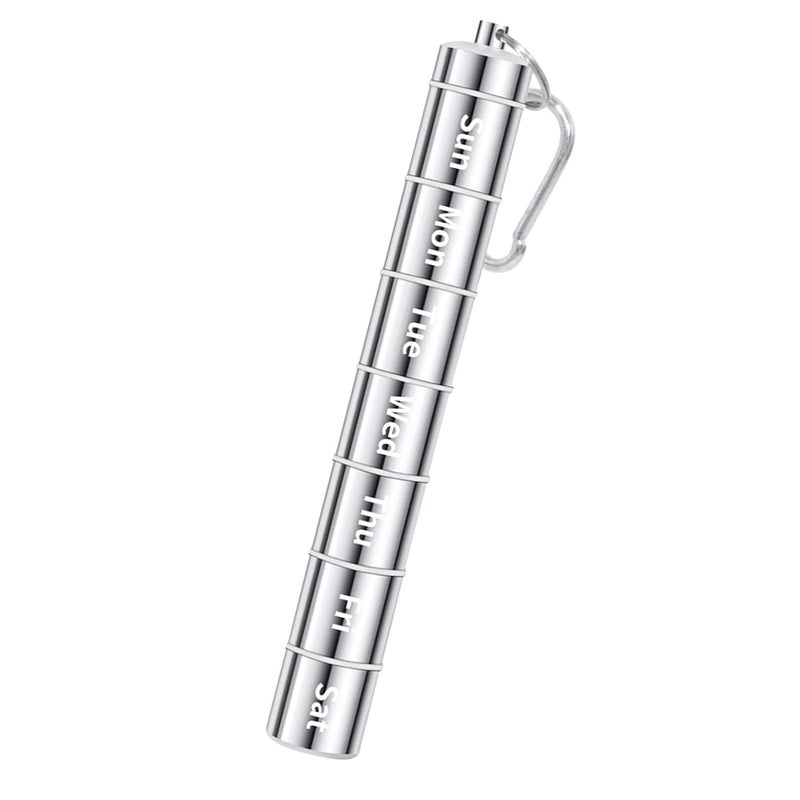 Weekly Pill Organizer 190x25mm Waterproof Aluminum Alloy - Portable With Key Chain Loop Pill Box for Outdoor Travel Hiking Cycling Activities - Image 5