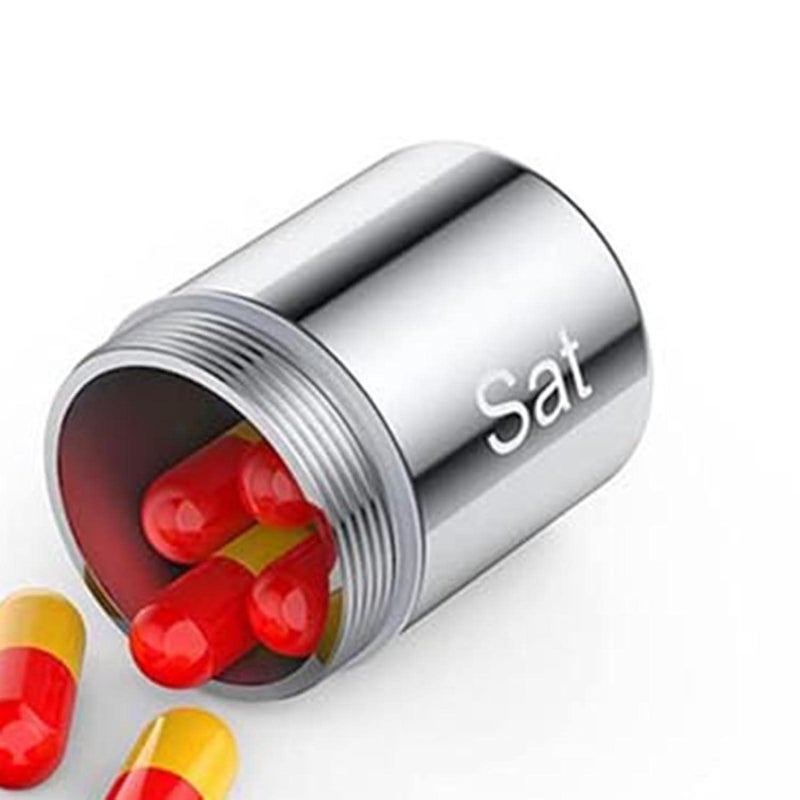 Weekly Pill Organizer 190x25mm Waterproof Aluminum Alloy - Portable With Key Chain Loop Pill Box for Outdoor Travel Hiking Cycling Activities - Image 2