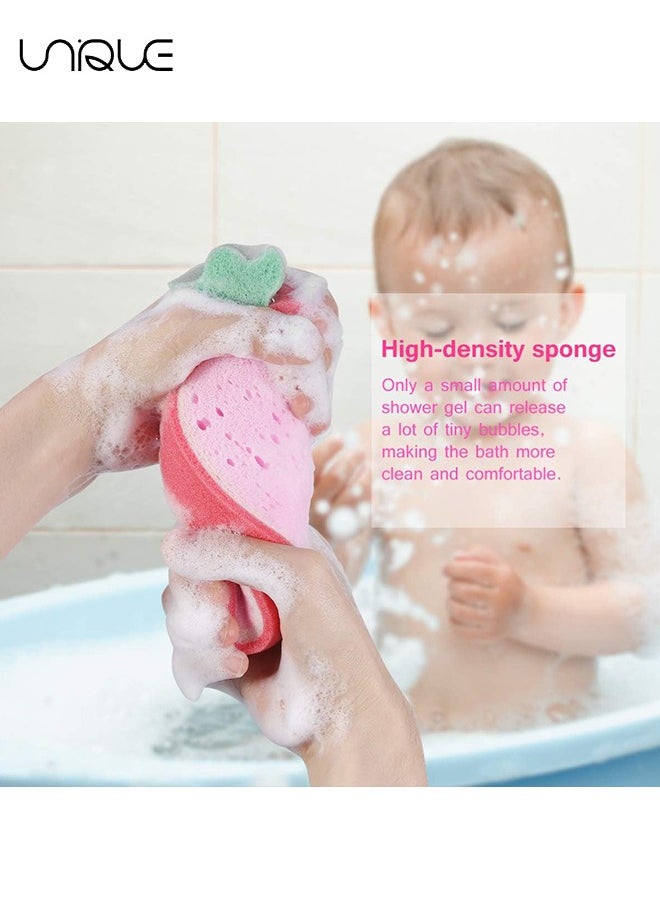 Unique - Shower Sponge 4pcs Washing Cleaning Sponge Cloth Kids Shower Puff Exfoliating Shower Sponge Bath Loofah Sponge Fruit Shower Sponge - Image 1
