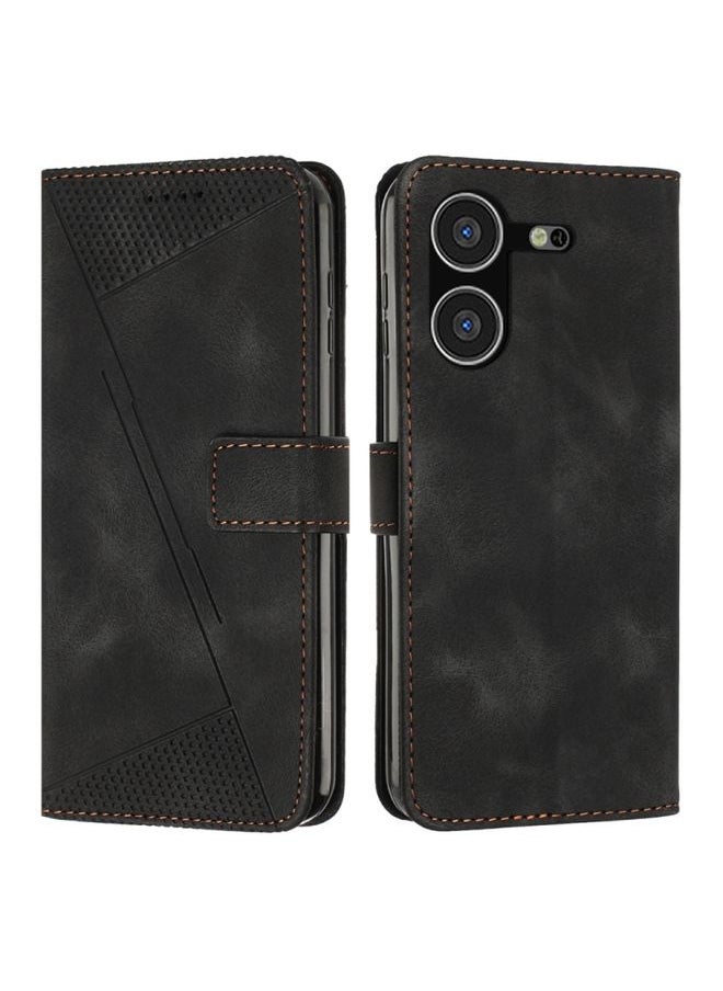 HuHa Case Cover For For Tecno Pova 5 Dream Triangle Leather Phone Case with Lanyard(Black) 