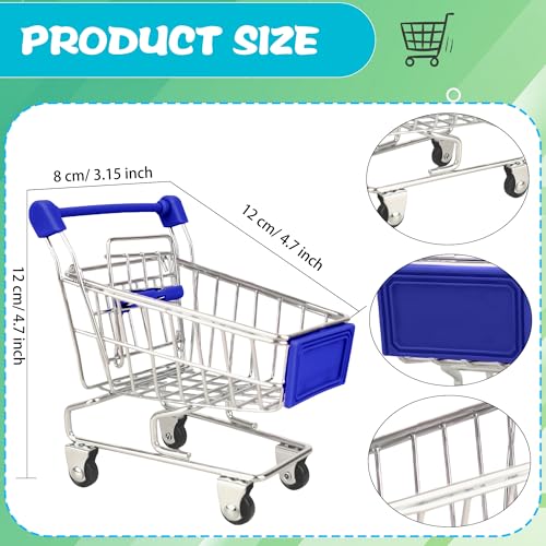 Flahard 9 Pcs Mini Shopping Cart Tiny Supermarket Handcart Desk Shopping Cart Toys Bulk for Kids Desk Decoration Doll House Cosplay Accessory 9 Colors - Image 5