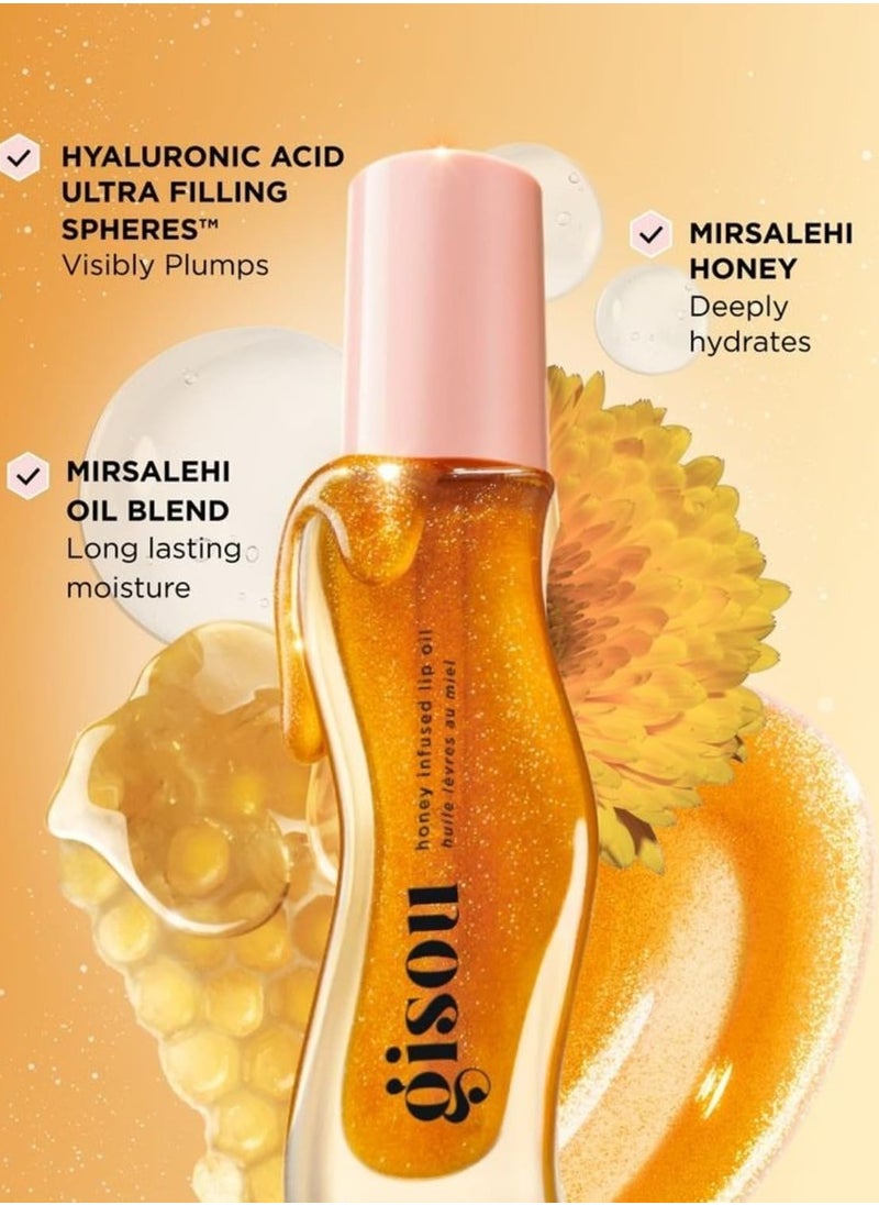 Gisou Gisoo Golden Shimmer Glow Lip Oil Honey Rich - Naturally Hydrating, Nourishing and Enhancing Formula for Luxurious Lips 0.27 fl oz 8 ml  - Image 3