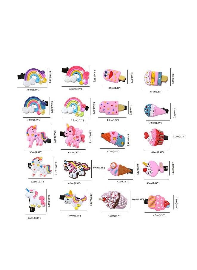 Aliza - 20 Pcs Rainbow Ice Cream Hair Clips Set Baby Hairpin For Kids Girls Toddler Barrettes And 3 Pcs Icecream Fur Scrunchies Hair Accessories - Image 1