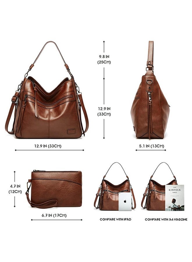  بالي حقائب هوبو من PALAY للنساء، حقائب يد جلدية نباتية ناعمة للسفر، حقائب كبيرة السعة للنساء، حقائب يد، حقيبة كتف مع محفظة هدية، بني - Image 2