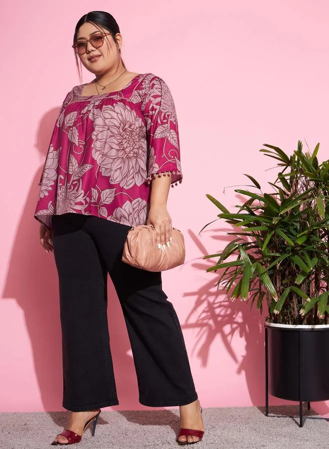 SASSAFRAS Plus Size Black High Rise Flared Jeans