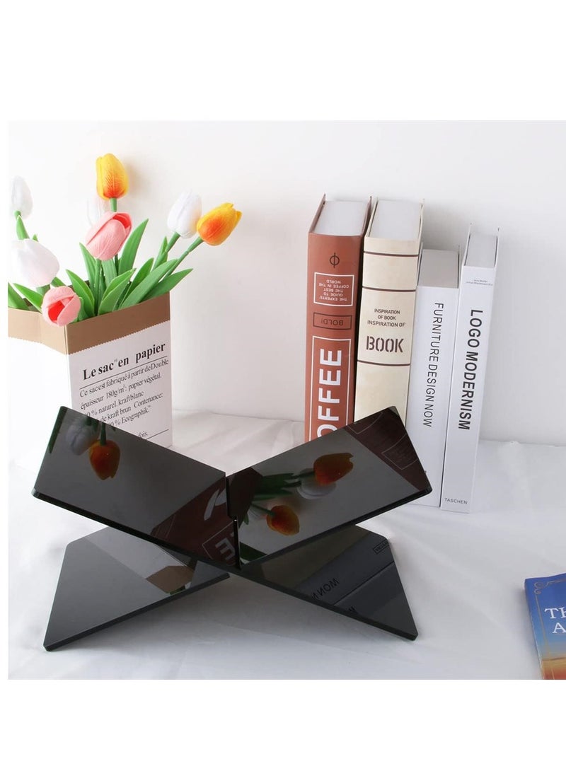 Excefore Acrylic Book Stand, Black Acrylic Open Book Display Stand, Reading Stand for Open and Closed Books, Bible, Cookbook, Magazines, Textbooks, Recipe Holder Picture Display, 6" x 11" x 6" - Image 3