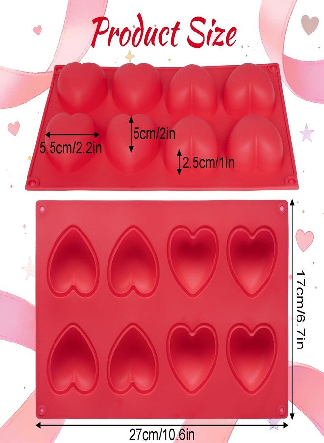 phnydreg 2Pcs Heart Silicone Muffin Pan Molds 8 Cup Nonstick Heart Shaped Cake Molds for Baking Cupcake Soap Chocolate Valentine's Day Gift - Image 2