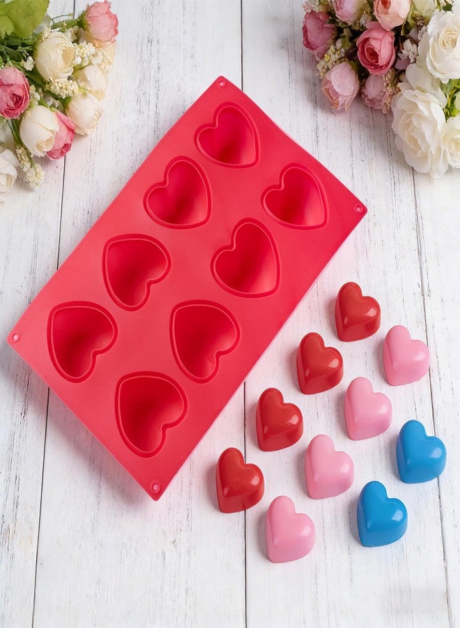 phnydreg 2Pcs Heart Silicone Muffin Pan Molds 8 Cup Nonstick Heart Shaped Cake Molds for Baking Cupcake Soap Chocolate Valentine's Day Gift - Image 5