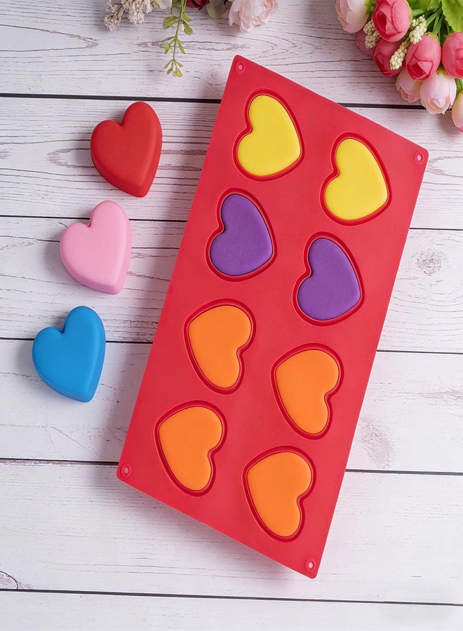 phnydreg 2Pcs Heart Silicone Muffin Pan Molds 8 Cup Nonstick Heart Shaped Cake Molds for Baking Cupcake Soap Chocolate Valentine's Day Gift - Image 3
