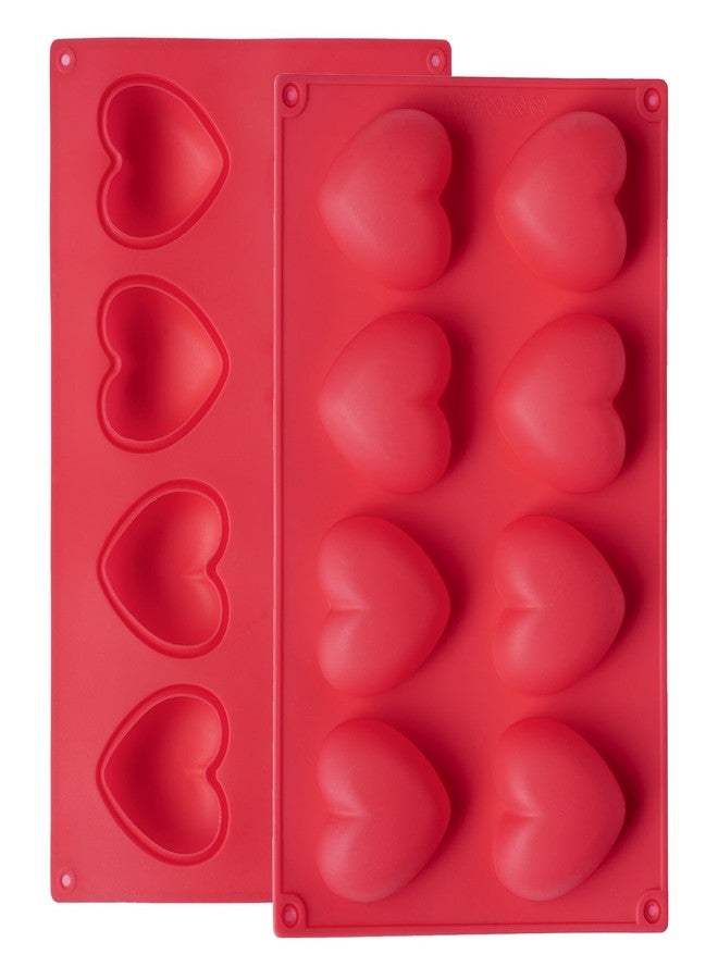 phnydreg 2Pcs Heart Silicone Muffin Pan Molds 8 Cup Nonstick Heart Shaped Cake Molds for Baking Cupcake Soap Chocolate Valentine's Day Gift - Image 1
