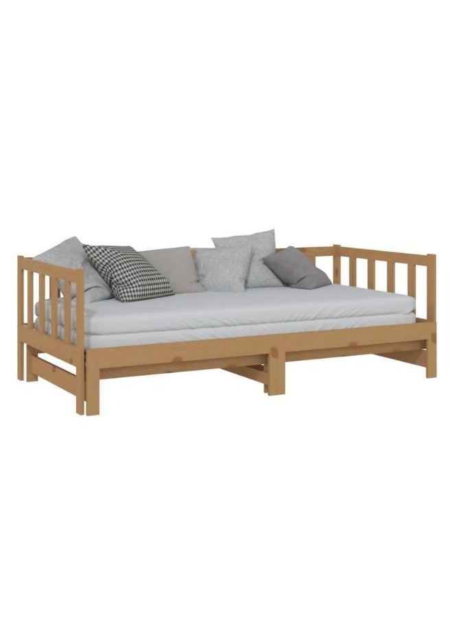 vidaxl - vidaXL Pull-out Day Bed Honey Brown Solid Pinewood 2x - Image 1