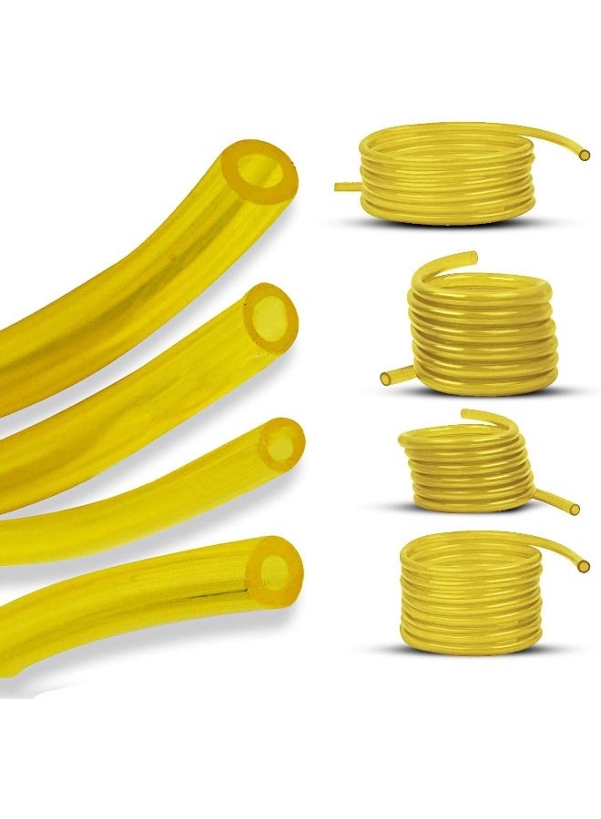 KT Deals 4 Sizes Petrol Fuel Gas Line Pipe Hose Tubing For String Trimmer Chainsaw Blower And Other Power Tools For 2 Cycle Engine For Poulan, Craftman (Yellow 4Pc)  - Image 1