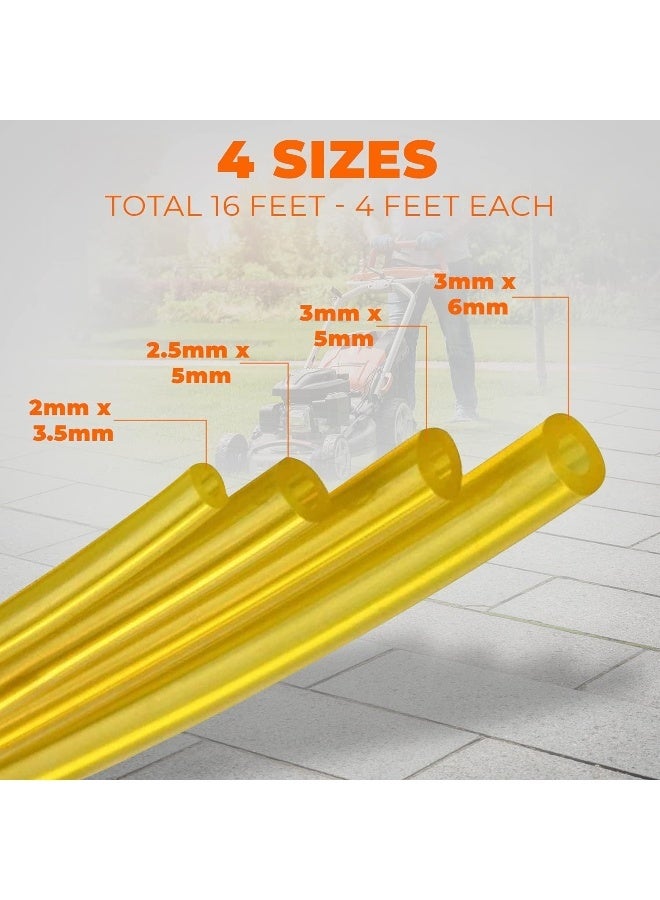 KT Deals 4 Sizes Petrol Fuel Gas Line Pipe Hose Tubing For String Trimmer Chainsaw Blower And Other Power Tools For 2 Cycle Engine For Poulan, Craftman (Yellow 4Pc)  - Image 3