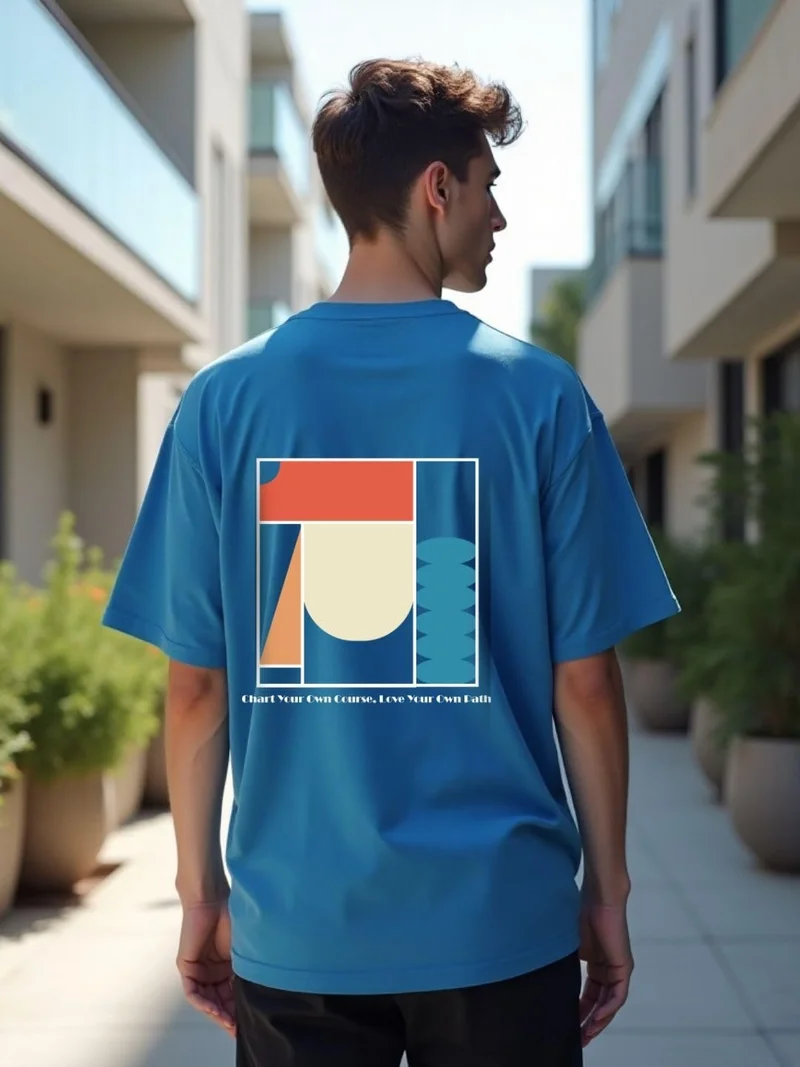 NOBERO  Men's Blue Oversized Graphic T-Shirt for Men | Best Price UAE