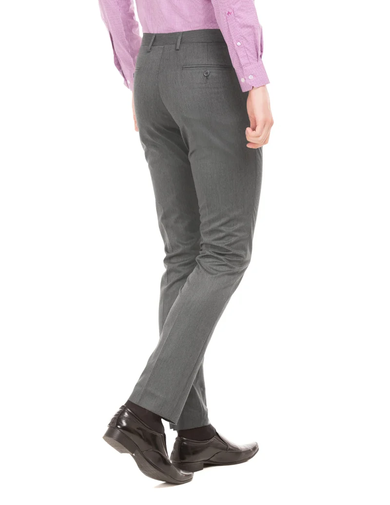 Arrow Grey Textured Tapered Fit Trousers for Men | Best Price UAE