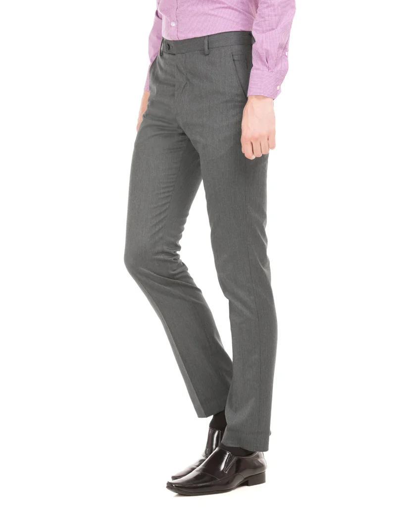 Arrow Grey Textured Tapered Fit Trousers for Men | Best Price UAE