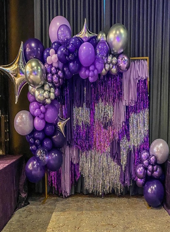 YMSZ Purple Balloon Garland Arch Kit, 134PCS Purple and Silver Balloons with Different Size Dark Purple Metallic Purple Balloons for Purple Theme Party, Birthday, Wedding, Baby Shower Decorations - Image 4