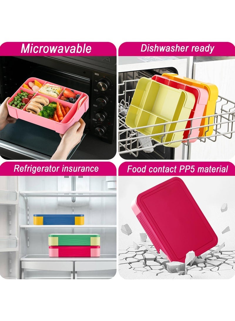 Yakiter Lunch Box for Kid School,Children's Lunch Box with Compartments, Bento Box Children, Leak-proof Lunch Box for Girls and Boys, Snack Box, Perfect for School, Nursery & Trips (Pink Rose) - Image 5