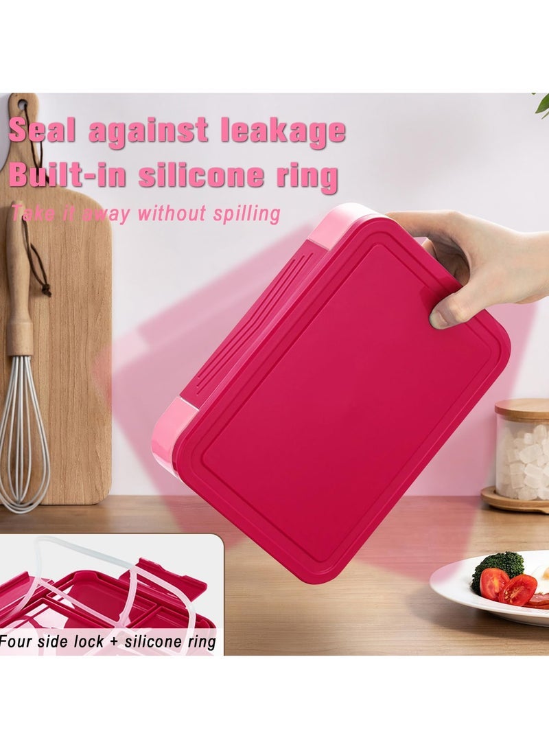 Yakiter Lunch Box for Kid School,Children's Lunch Box with Compartments, Bento Box Children, Leak-proof Lunch Box for Girls and Boys, Snack Box, Perfect for School, Nursery & Trips (Pink Rose) - Image 3