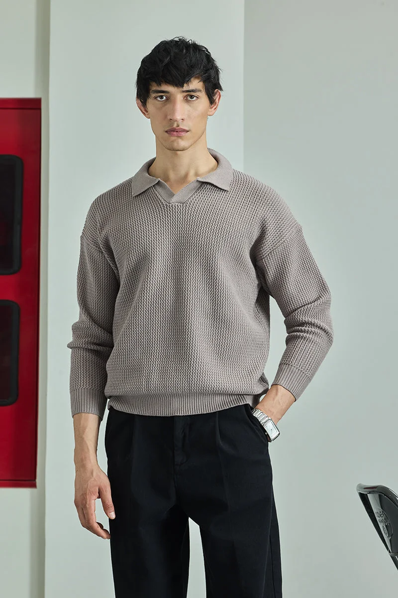 SNITCH Core Lab Brown Textured Relaxed Fit Sweaters