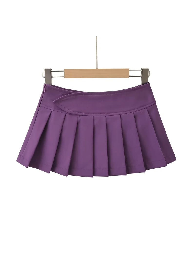 Generic - Pleated Sweet Lolita JK Style Mini Skirt Purple - Image 1
