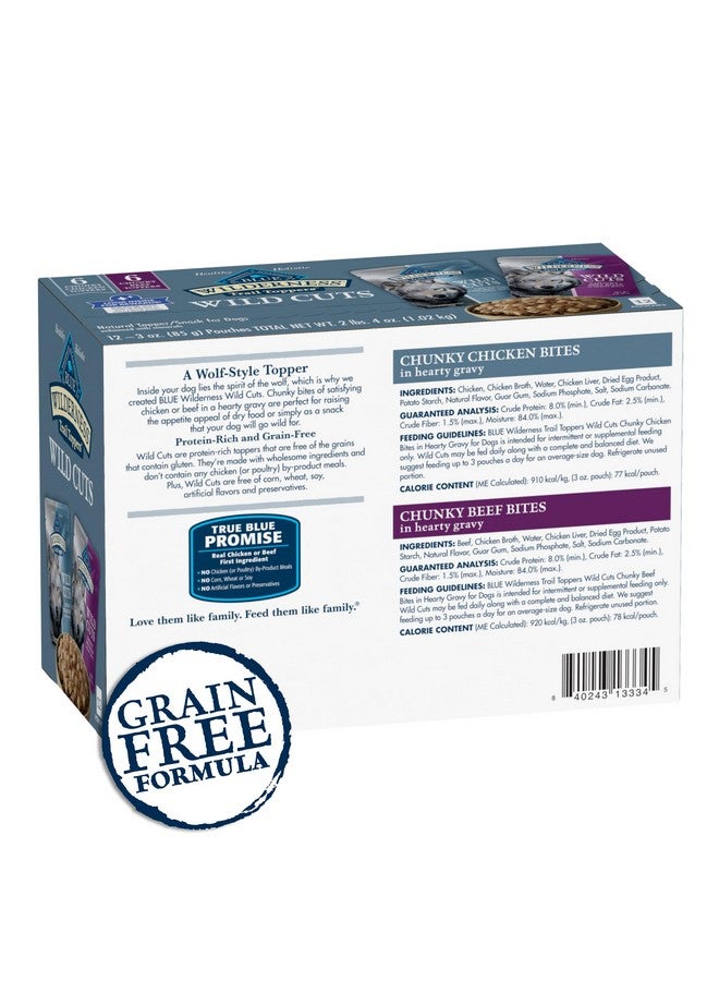 Blue Buffalo Wilderness Trail Toppers Wild Cuts Wet Dog Food Variety Pack, HighProtein & GrainFree, Made With Natural Ingredients, Chicken And Beef Flavors, 3Oz. Pouches, (12 Count, 6 Of Each) - Image 2