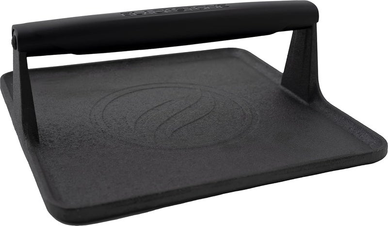 BLACKSTONE 5554 Pre-Seasoned Signature Cast Iron Griddle Grill Press XL Extra Wide Base Heavy Duty-Meat, Burger, Bacon, Steak, Sausage Heat Resistant Handle-10” x 10” x 4” (Square), Black - Image 1