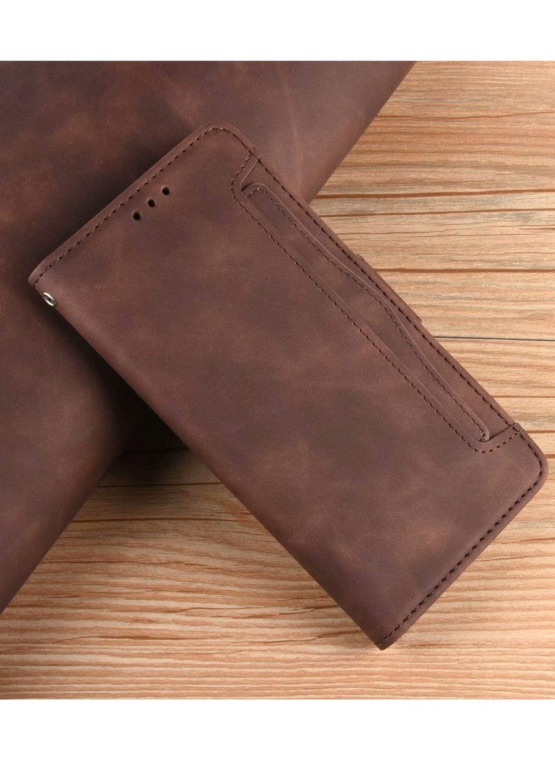Case for Samsung Galaxy Z Fold 3(2021), Premium PU Leather Flip Case Card Slot Wallet Flip Case (Brown)  - Image 3