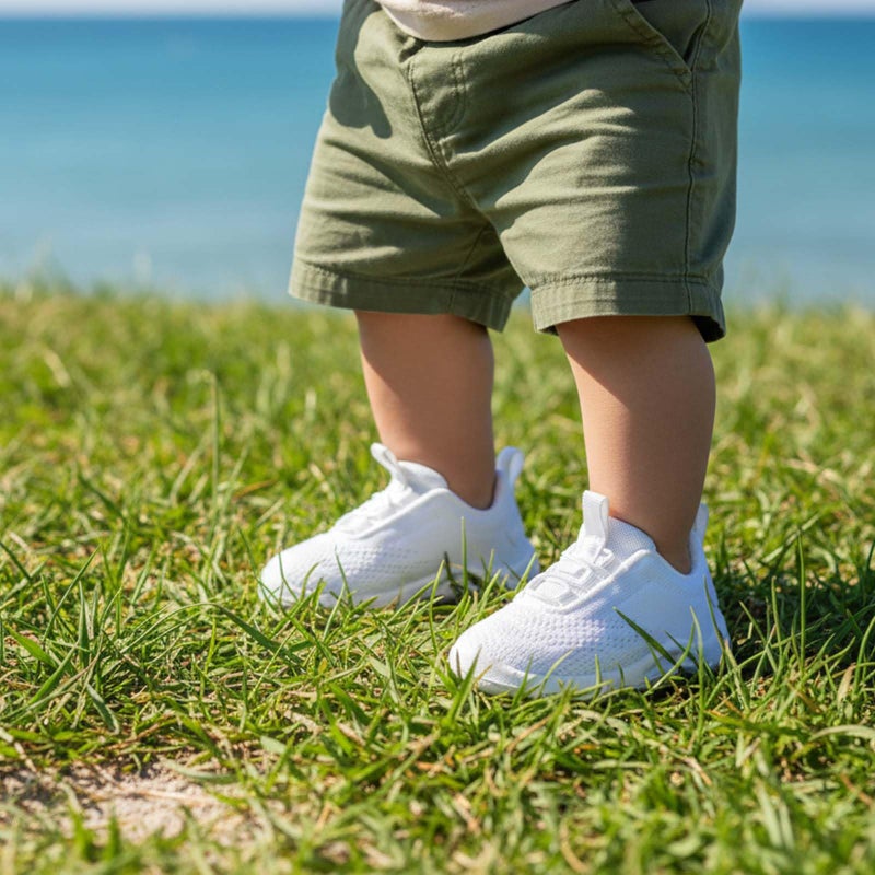 MORENDL Toddler Sneakers Baby Slip On Walking Shoes Non-Slip Breathable Boys & Girls Running Shoe Infant Tennis Shoes White 12-15 Months Size 5 - Image 2