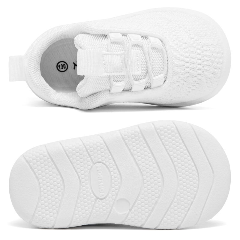 MORENDL Toddler Sneakers Baby Slip On Walking Shoes Non-Slip Breathable Boys & Girls Running Shoe Infant Tennis Shoes White 12-15 Months Size 5 - Image 4
