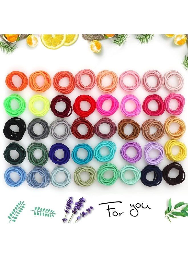 WILLINGTEE 400PCS أربطة شعر ملونة، حوامل ذيل حصان مرنة بدون تجاعيد، 2CM ملحقات شعر للأصابع للفتيات - Image 3
