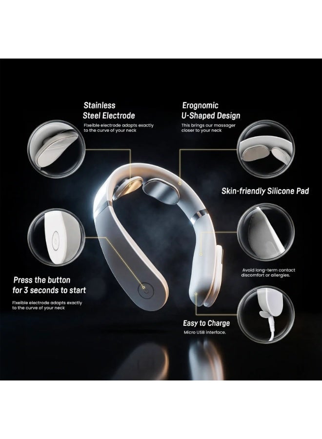 Qutek MagiCure Intelligent Electric Neck Massager TENS technology Pain and Fatigue relief 6 Modes 16 Levels Remote control Cordless Deep Tissue Trigger Point Cervical Massager 1 year Warranty - Image 3