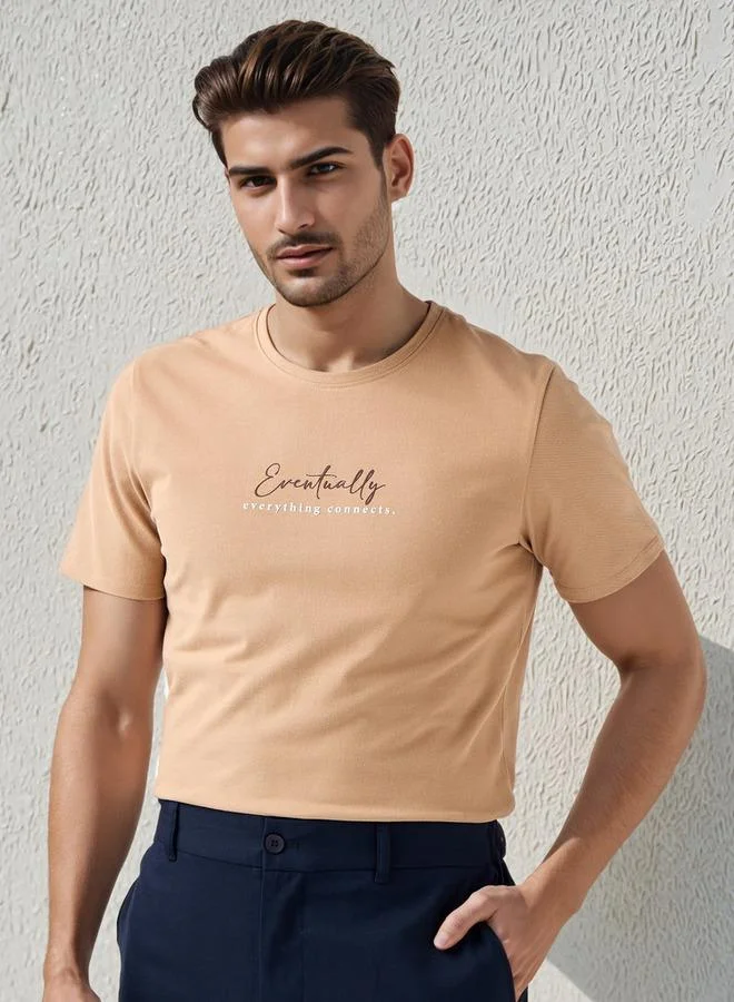Iconic Iconic Men Slim Fit Crew Neck Short Sleeves Printed T-shirt