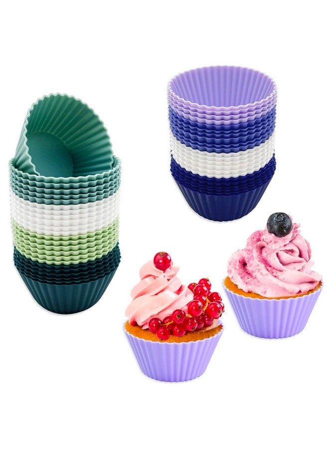 lyfLux 48 Pack of Silicone Cupcake Liners, lyfLux Reusable Mini Muffin Pan for Cooking Eggs, Baking Muffins and Make a Cake (8 Colors 6 Each) - Image 2