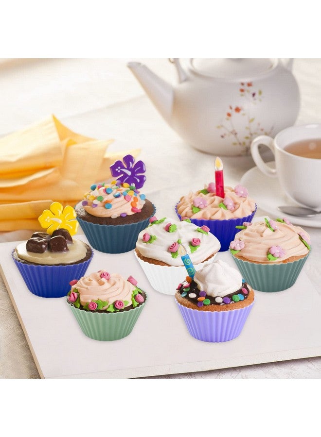 lyfLux 48 Pack of Silicone Cupcake Liners, lyfLux Reusable Mini Muffin Pan for Cooking Eggs, Baking Muffins and Make a Cake (8 Colors 6 Each) - Image 3