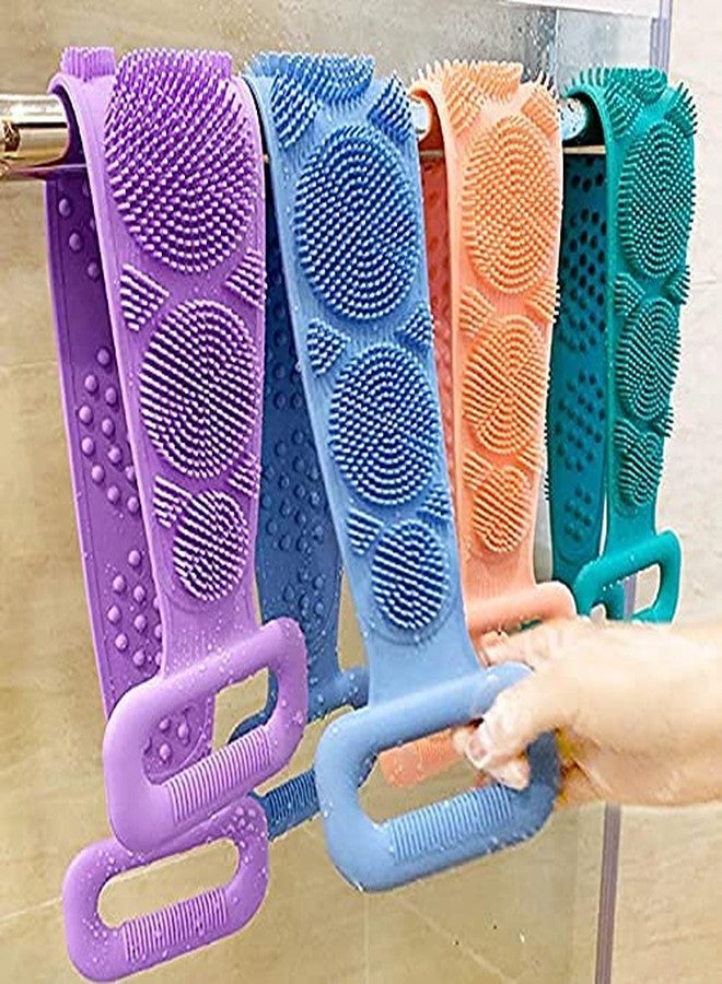 Hotfix Double Side Silicone Body Back Scrubber Belt for Dead Skin Removal Men's & Women's Bath Brush (Multicolor) - Image 2