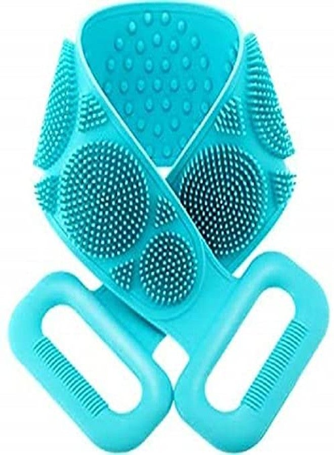 Hotfix Double Side Silicone Body Back Scrubber Belt for Dead Skin Removal Men's & Women's Bath Brush (Multicolor) - Image 1