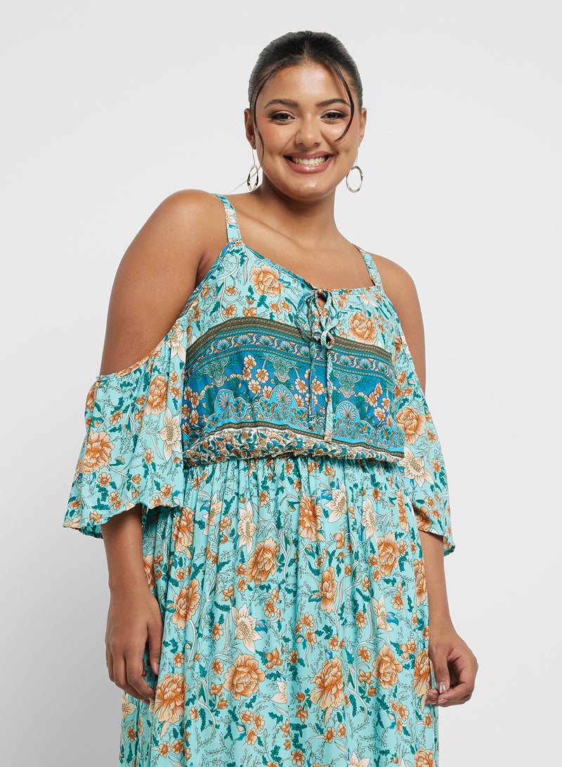 جينجر بلس فستان بكتف مكشوف وطبعات زهور - Image 3