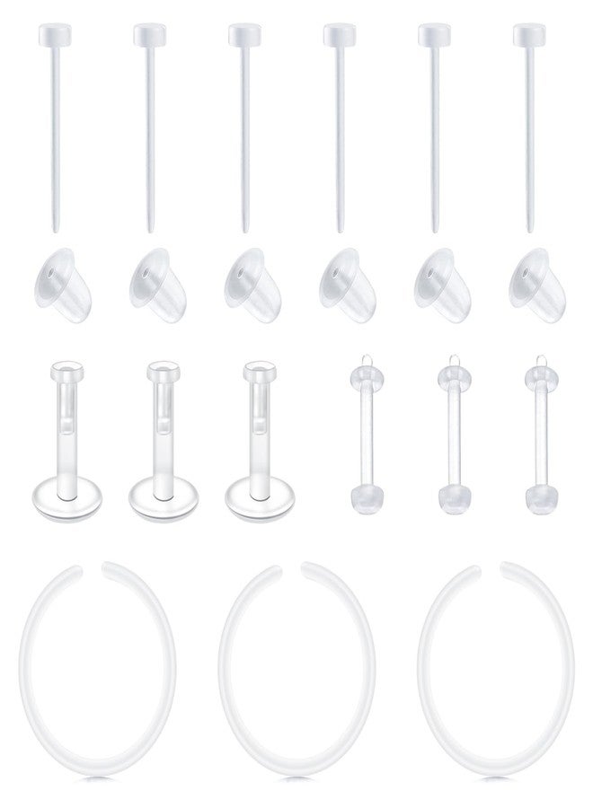 QWALIT Clear Cartilage Earrings - Plastic Hoop Earrings for Sports and Sensitive Ears - Image 1