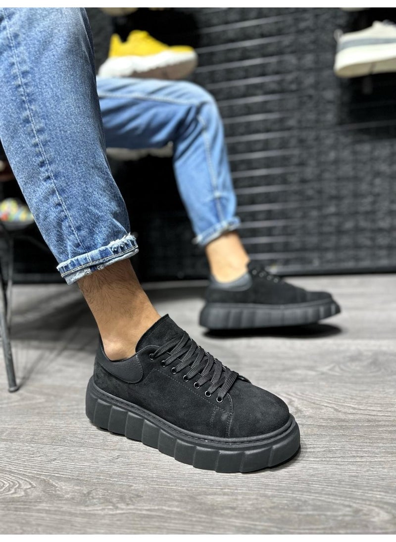 KnACK - High Sole Casual Suede Shoes 144 Black (Black Sole) - Image 1