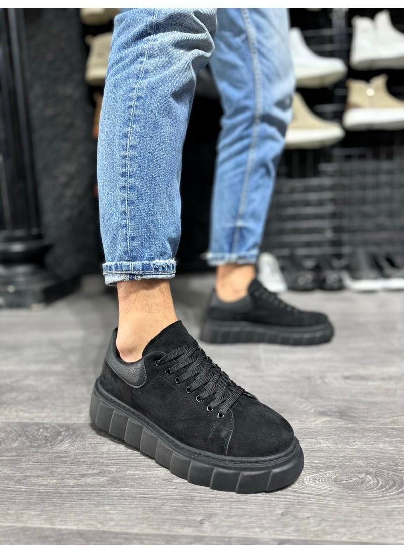 KnACK - High Sole Casual Suede Shoes 144 Black (Black Sole) - Image 1