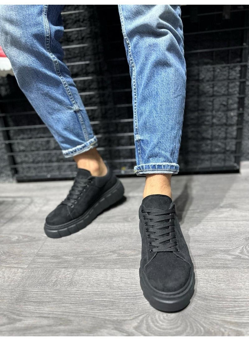 KnACK - High Sole Casual Suede Shoes 144 Black (Black Sole) - Image 1