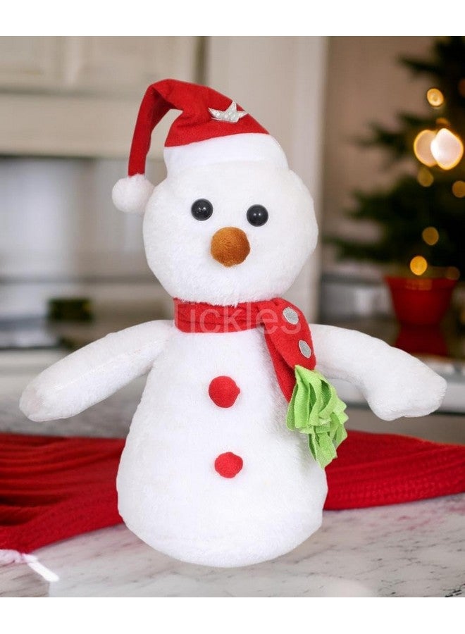 تيكلز لعبة رجل الثلج المحشو الناعم مع قبعة سانتا وكاتم الصوت من Tickles Christmas لغرفة الأطفال (اللون: أبيض الحجم: 25 سم) - Image 1