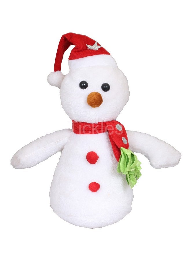 تيكلز لعبة رجل الثلج المحشو الناعم مع قبعة سانتا وكاتم الصوت من Tickles Christmas لغرفة الأطفال (اللون: أبيض الحجم: 25 سم) - Image 2