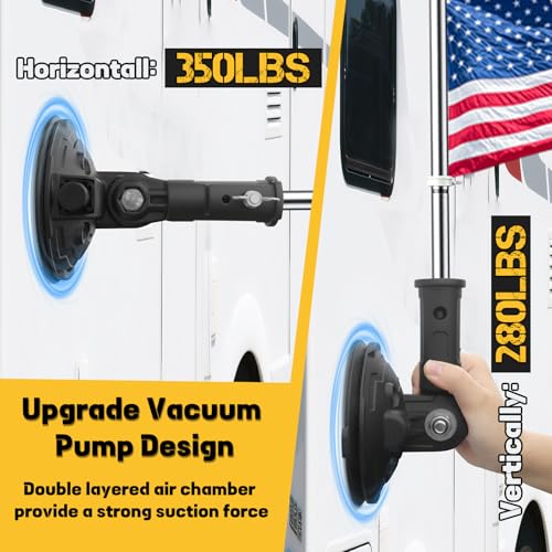 Ruppence Suction Cup Flag Holder for Car, RV Flag Pole Mount Angle-Adjustable Heavy Duty Metal Flag Holder for RV, Truck, Camper, Car, Boats(1 Pack) - Image 3