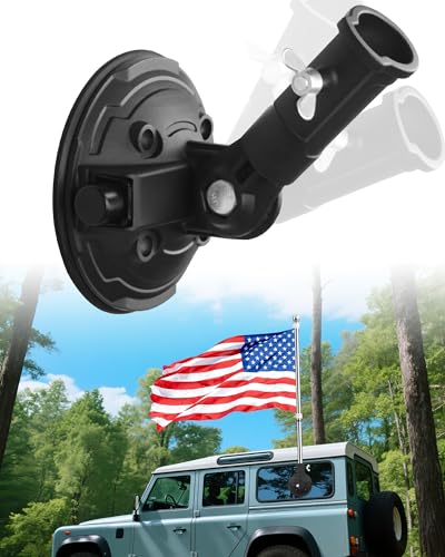 Ruppence Suction Cup Flag Holder for Car, RV Flag Pole Mount Angle-Adjustable Heavy Duty Metal Flag Holder for RV, Truck, Camper, Car, Boats(1 Pack) - Image 1