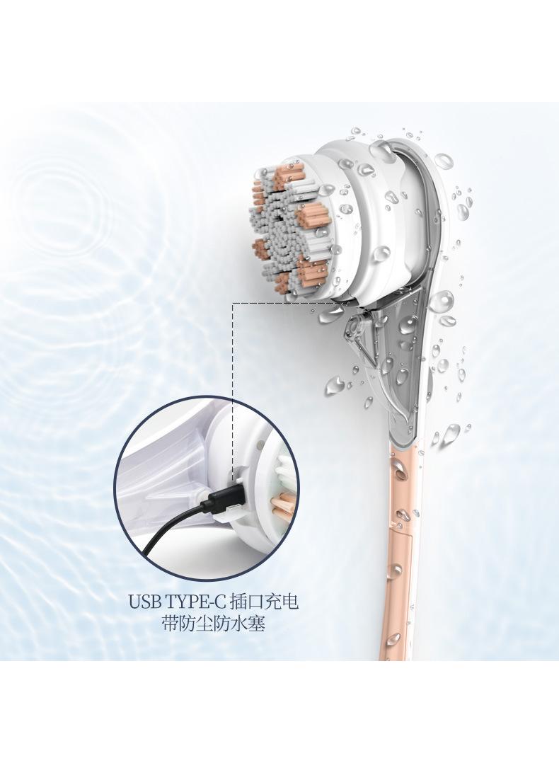 general Electric Body Brush with Six Brush Heads Rechargeable Back Brush Long Handle Exfoliating Spin Scrubber Perfect for Women & Men Wash Deep Cleaning Brush Shower Skin Massager（Pink） - Image 3