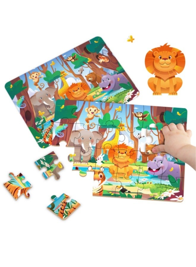 24-Piece Children's Animal Puzzle Early Childhood Education DIY Cartoon Animal Paper Puzzle - Image 1