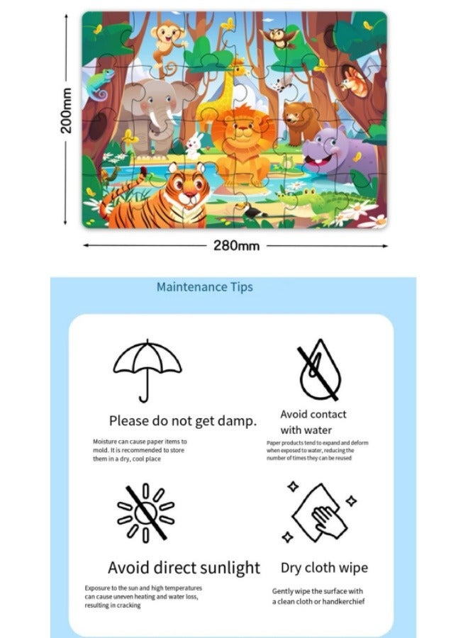 24-Piece Children's Animal Puzzle Early Childhood Education DIY Cartoon Animal Paper Puzzle - Image 4