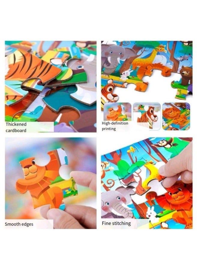24-Piece Children's Animal Puzzle Early Childhood Education DIY Cartoon Animal Paper Puzzle - Image 5